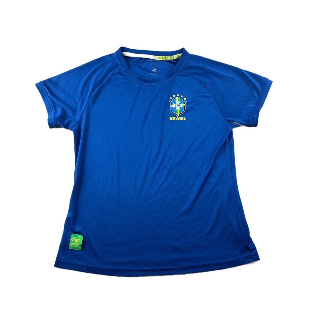 CBF Brazil T-Shirt Men L Blue Athletic Soccer World Cup Activewear Football Fan